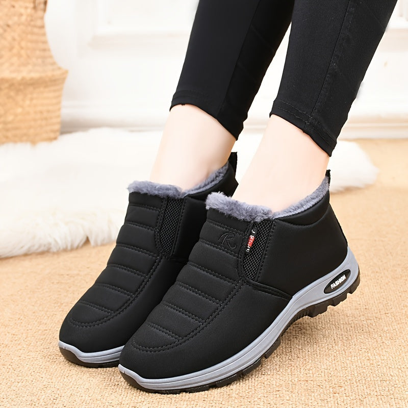 Ultra-Warm Winter Boots - Non-Slip Thick Sole, Snow Boots with Arctic-Grade Insulation, Low Heel, Round Toe, Solid Color Minimalist Design for Outdoor Hiking, Faux Cover, PVC Sole, Fabric Lining, Hiking Boot