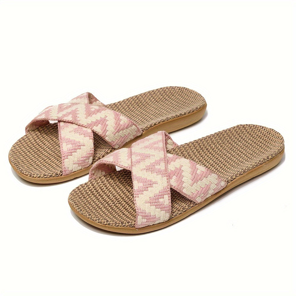 Simple Open Toe Slides, Casual Slip On Summer Flat Shoes, Comfortable Indoor Home Slides