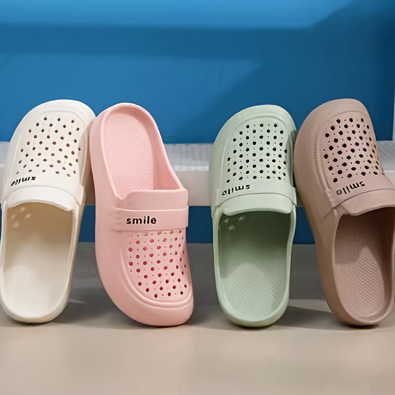 Baotou Slippers Women's Black Flat Bottom EVA Anti-slip Outdoor Wear Summer Half Slippers Hole Beach Shoes Thick Bottom Breathable Versatile